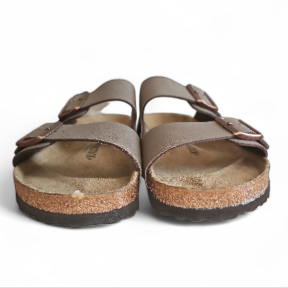 Birkenstock Arizona Soft Footbed Leather Sandals Sz 43 Taupe Double Strap NWOT - Picture 5 of 11